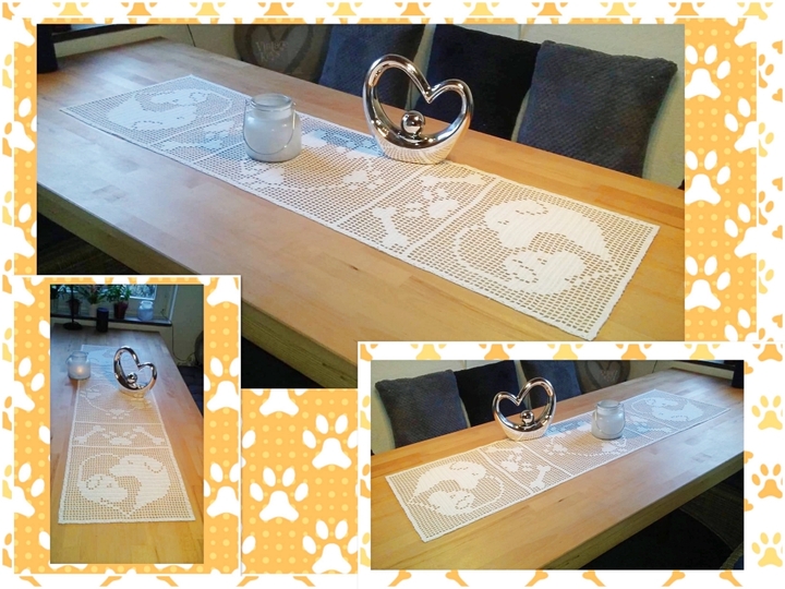 Häkeln / Tischläufer "Hundeliebe"