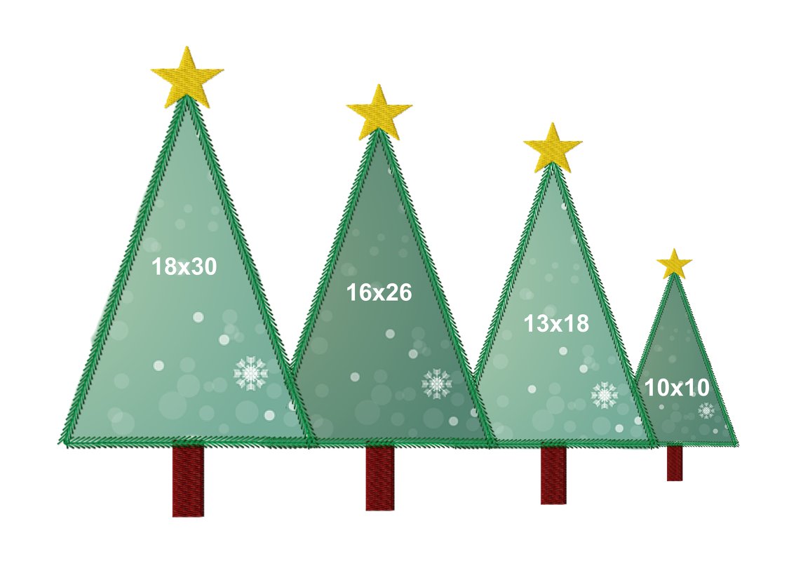 Stickdatei Weihnachtsbaum Applikation - vier Größen