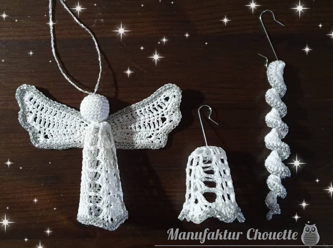 Weihnachtsanhänger 3er Set - Crochet