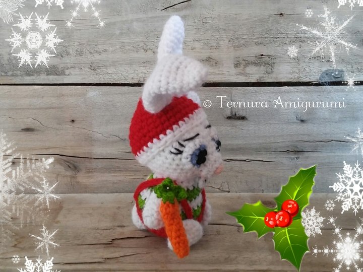 Crochet pattern Alex, the christmas rabbit PDF ternura amigurumi, english- deutsch- dutch
