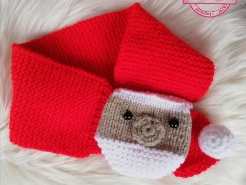 Strickanleitung Schal für Babys und Kinder mit tollem Weihnachtsmannmotiv für Babys und Kinder bis zu 4 Jahren