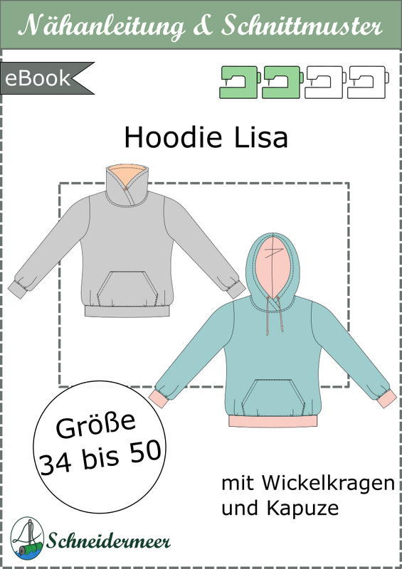 Lisa – Damen-Hoodie mit Wickelkapuze oder Kragen, Kängurutasche BU 80-116 - Bild 9