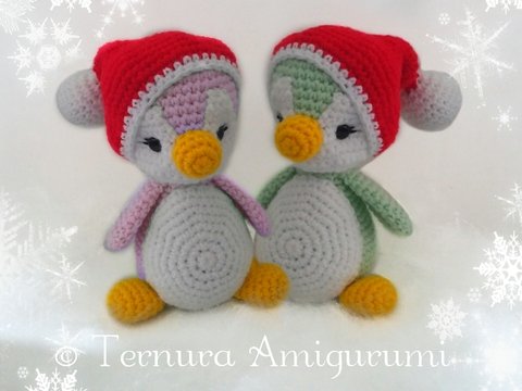 Häkelanleitung Weihnachten Pinguin 18cm PDF ternura amigurumi english- deutsch- dutch