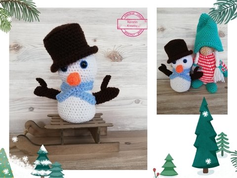 Häkelanleitung Schneemann 18 cm- Weihnachten kann kommen