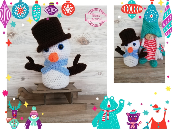 Häkelanleitung Schneemann 18 cm- Weihnachten kann kommen
