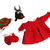 Festkleid „Jule“ für Puppen von 30 bis 48 cm, Rentier zum Kuscheln, Weihnachtsoutfit