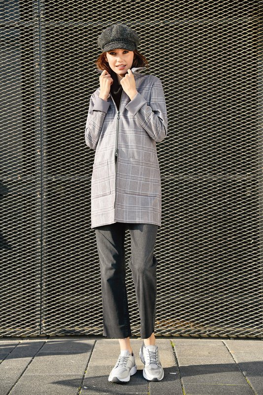 Lange, karierte Reißverschluss-Jacke (Nähanleitung) - Bild 5