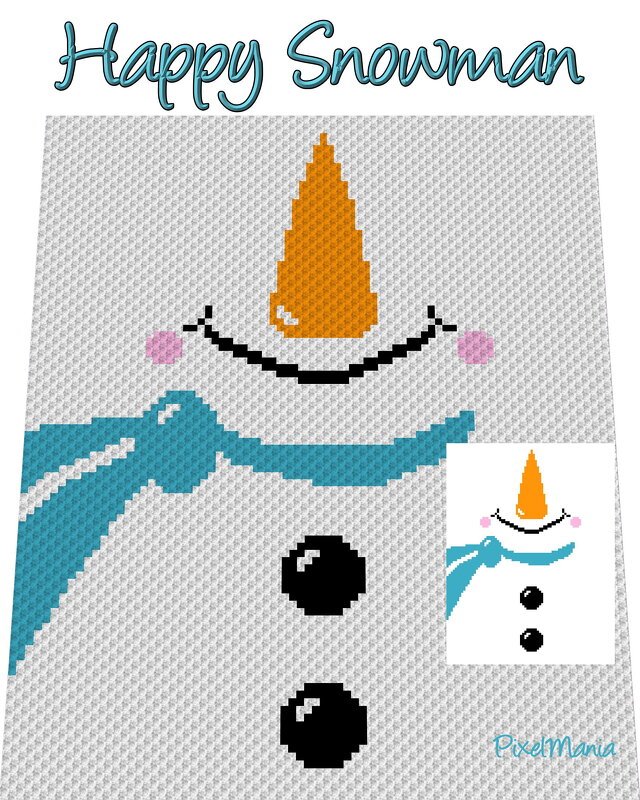 Häkelmuster *Mr. S - HappY SnowMan* Grafik für C2C Decke