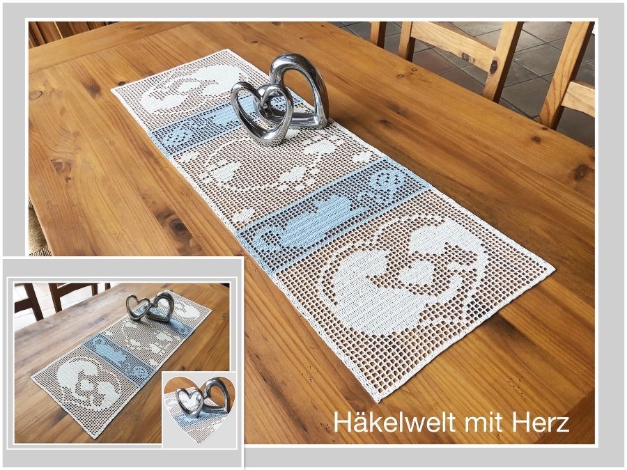 Häkeln / Tischläufer "Katzenliebe"