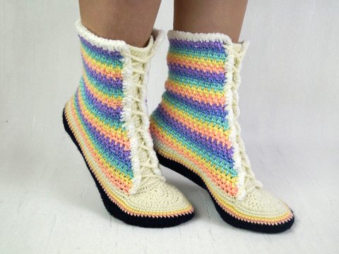 Häkelanleitung Boots Gr. 35-42