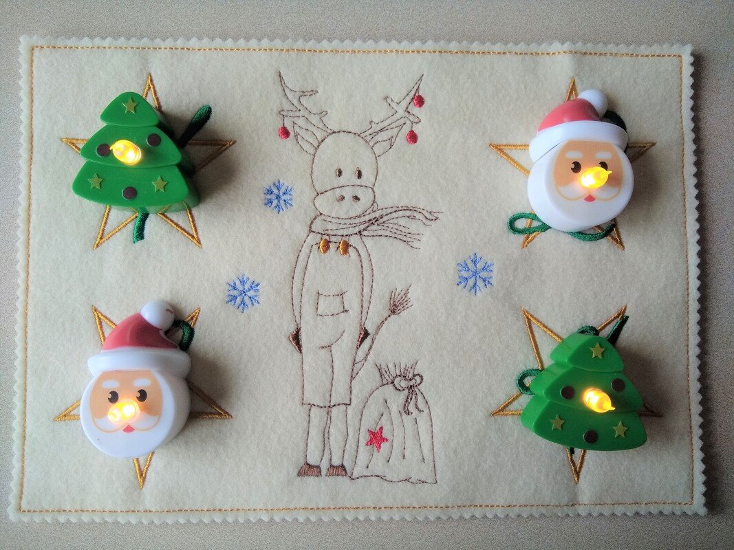 ITH Stickdatei Adventskranz to go 3erlei mit Elch Nikolaus Eiskristall 16x26cm - Bild 4