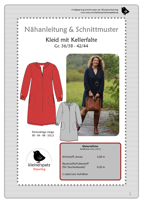 Nähanleitung und Schnittmuster Kleid mit Kellerfalte