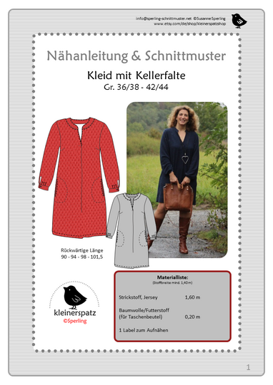 Nähanleitung und Schnittmuster Kleid mit Kellerfalte