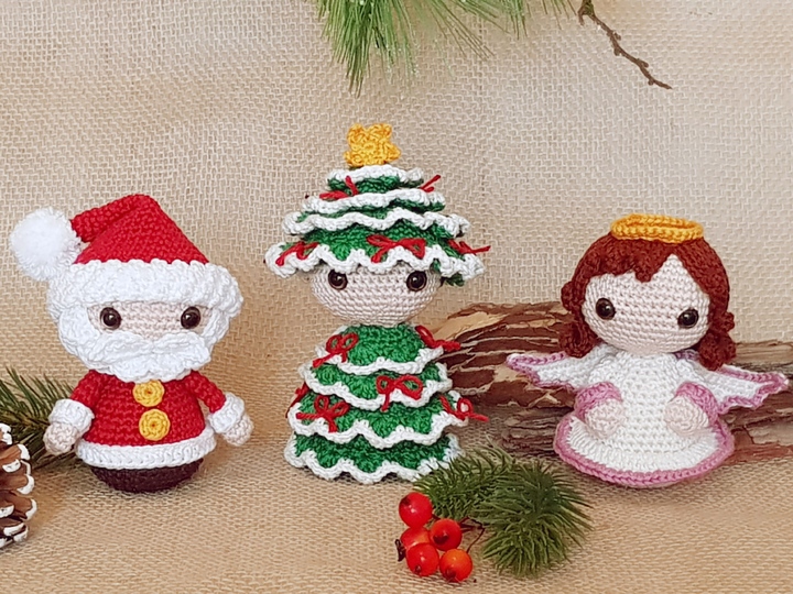 Christmas-Trio: Santa, Christmas Tree & Angel – Crochet Pattern