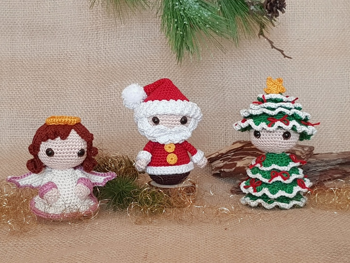 Christmas-Trio: Santa, Christmas Tree & Angel – Crochet Pattern