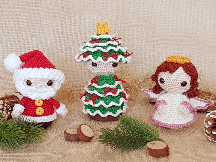 Christmas-Trio: Santa, Christmas Tree & Angel – Crochet Pattern