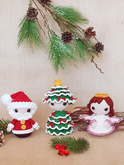 Christmas-Trio: Santa, Christmas Tree & Angel – Crochet Pattern