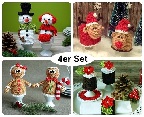 Häkelanleitung Eierwärmer Weihnachtsset 4 in 1 - PDF Dateien