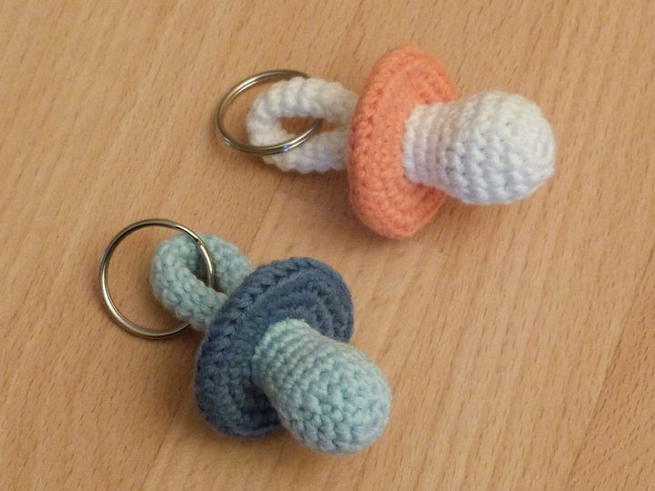 Crochet pattern pacifier keychain