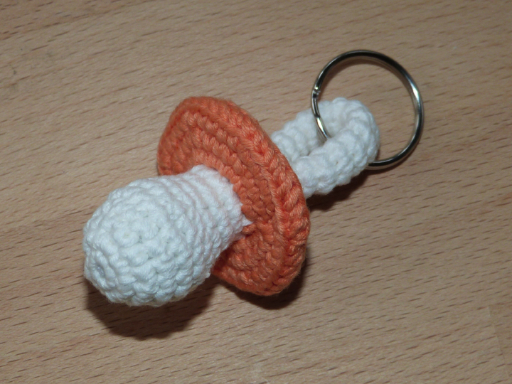 Crochet pattern pacifier keychain
