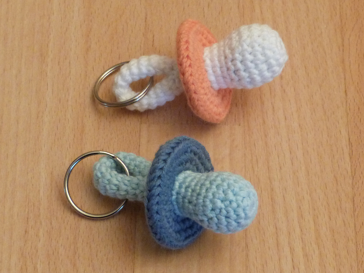 Crochet pattern pacifier keychain