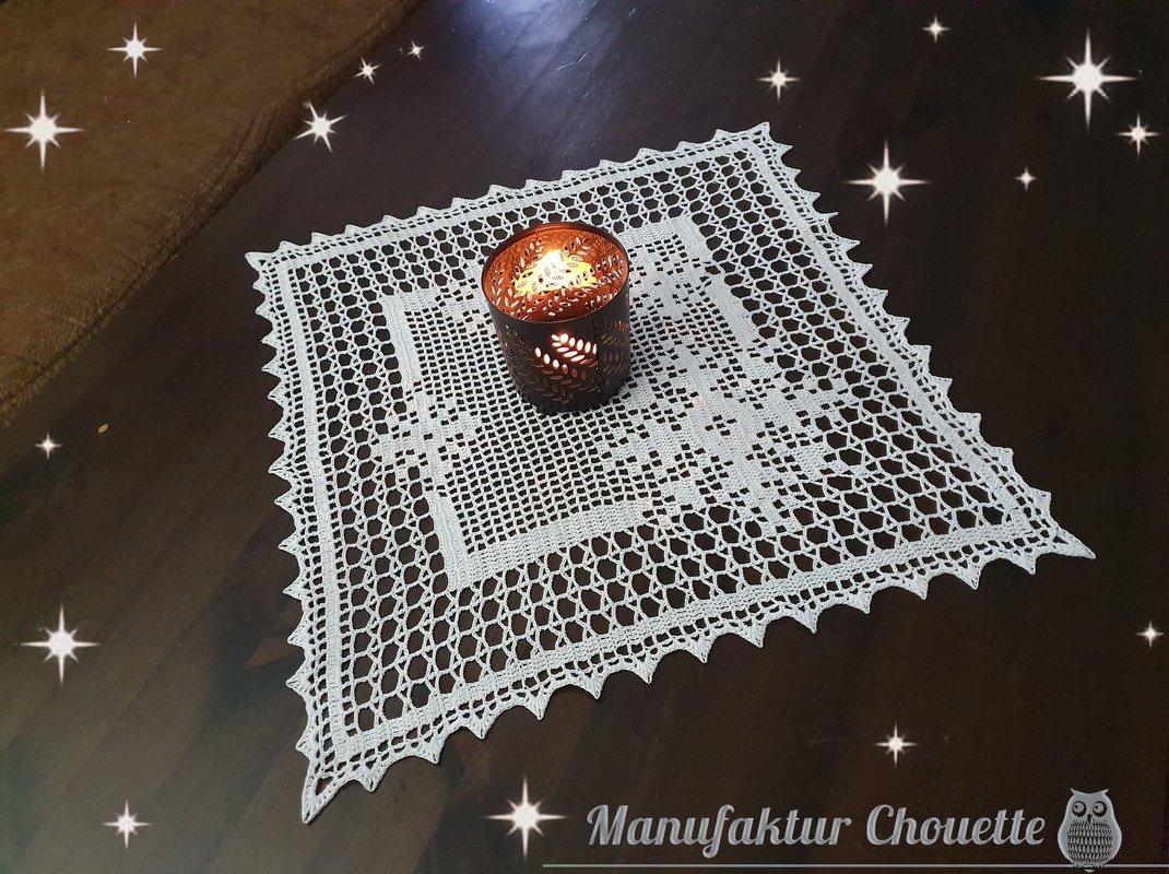 Quadratisches Deckchen "Schneefall" - Winterkollektion