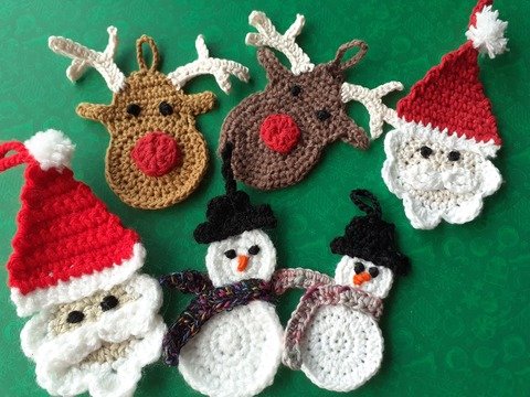 Weihnachtsanhänger, Weihnachtsmann, Schneemann, Rentier