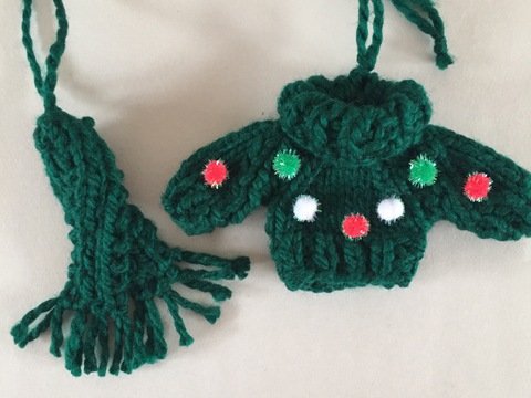 Christmas Ornaments, knit, sweater and scarf, PDF, digital download