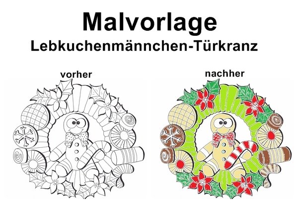 Malvorlage Lebkuchenmännchen Türkranz - PDF Datei