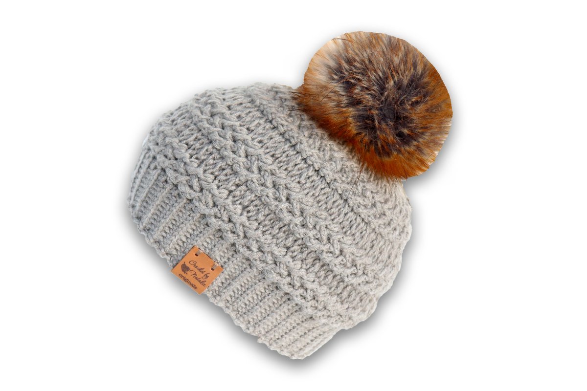 Beanie "Carol" (cable stitch,  all sizes, sporty or slouchy)