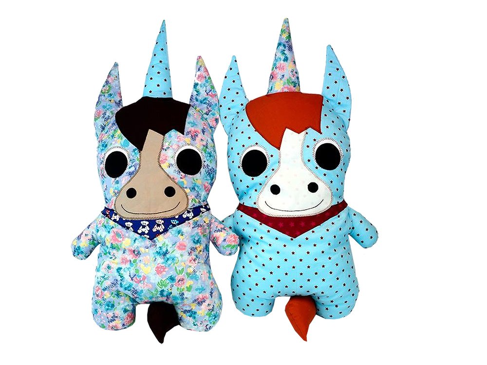 PDF sewing pattern sew tutorial Instruktion unicorn horse pillow stuff toy