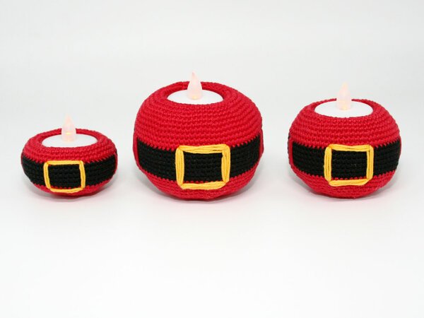 Tealight Holders - Santa - Crochet Pattern