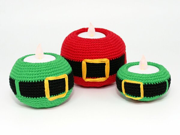 Tealight Holders - Santa - Crochet Pattern