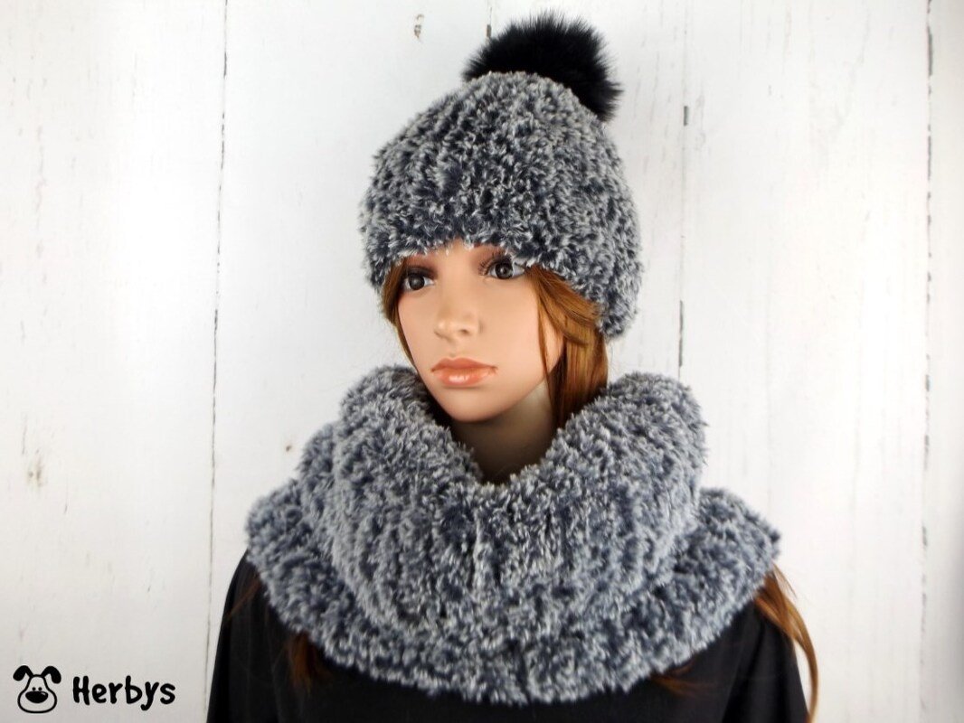 Strickanleitung Mütze &amp; Loop "Kuschelfell"