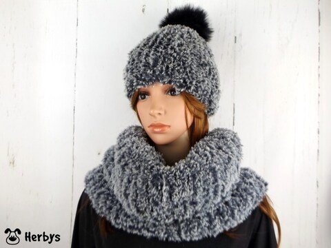 Strickanleitung Mütze & Loop "Kuschelfell"