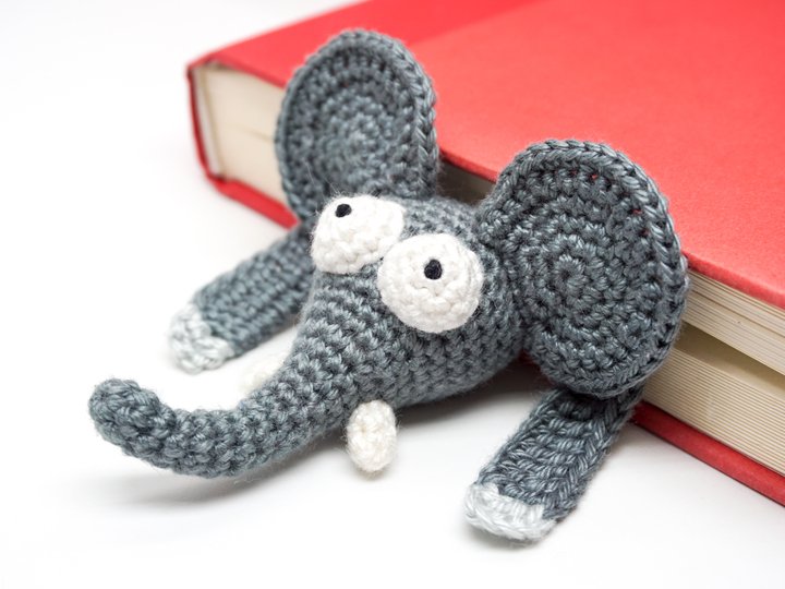 Amigurumi Crochet Elephant Bookmark