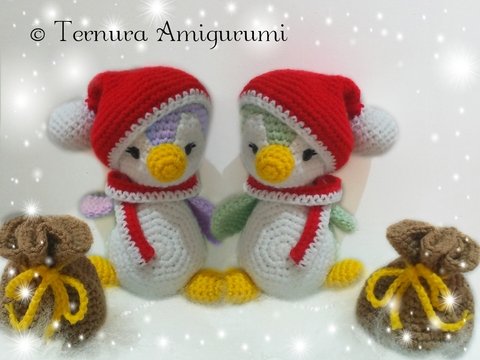 Häkelanleitung Weihnachten Pinguin + Zubehör PDF ternura amigurumi english- deutsch- ducth