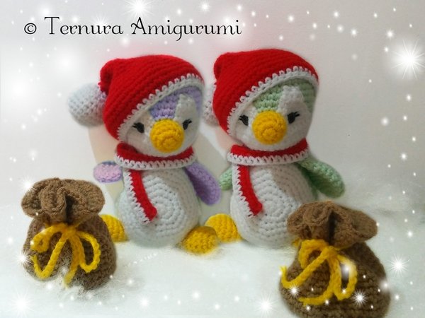 crochet pattern Christmas penguin + accessories PDF ternura amigurumi english- deutsch- ducth
