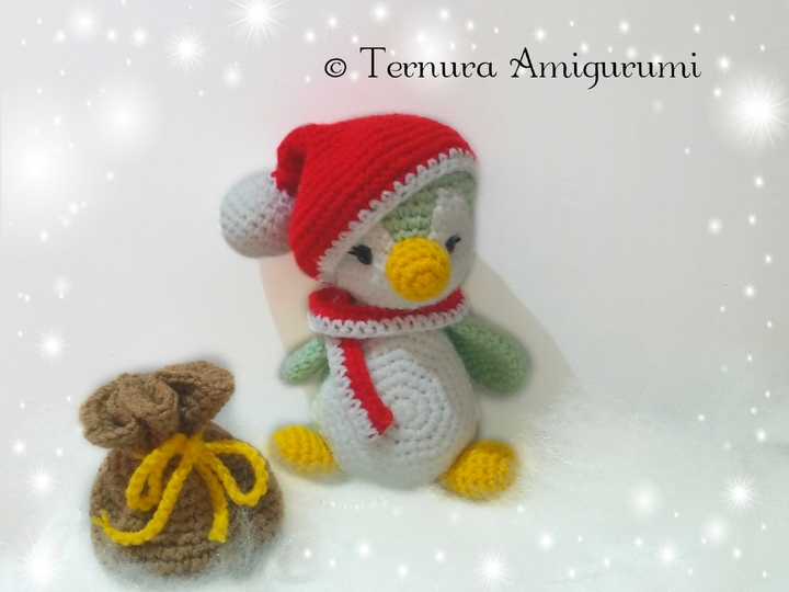 Crochet pattern of penguin accessories (scarf + bag) PDF ternura amigurumi english- deutsch- dutch