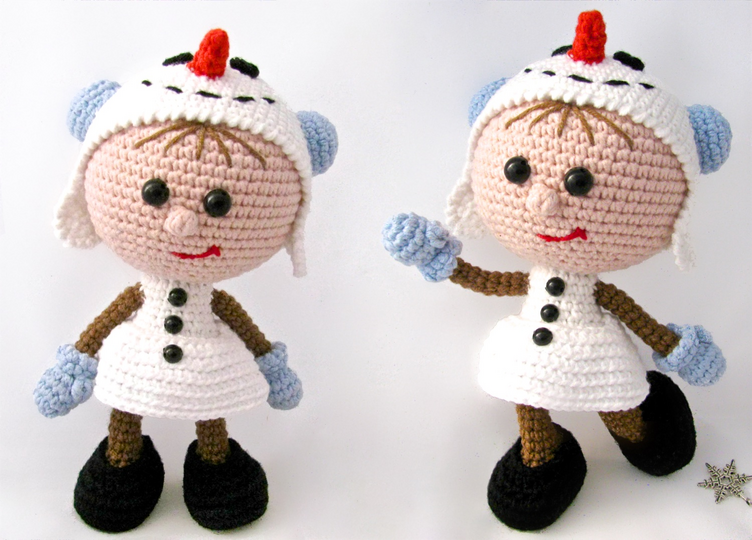130DE Häkelanleitung Puppe im Schneemann Kleid - Amigurumi PDF Stelmakhova CP