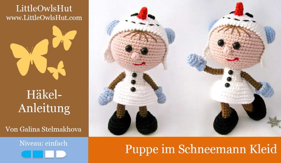 130DE Häkelanleitung Puppe im Schneemann Kleid - Amigurumi PDF Stelmakhova CP