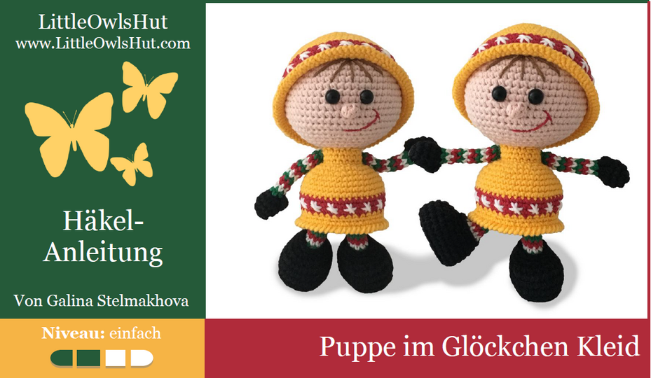 171DE Häkelanleitung Puppe im Glöckchen Kleid - Amigurumi PDF Stelmakhova CP
