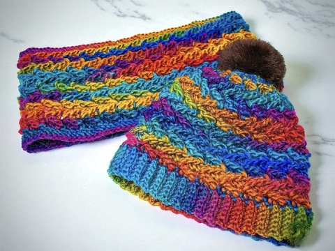 Mütze und Loop Zickzack Design - Häkelanleitung