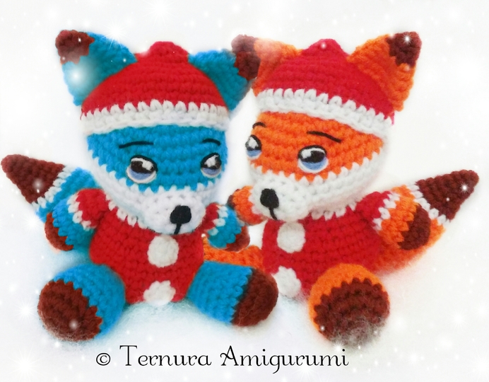 Häkelanleitung von Rocco, dem Weihnachtsfuchs 15cm PDF ternura amigurumi english- deutsch- dutch