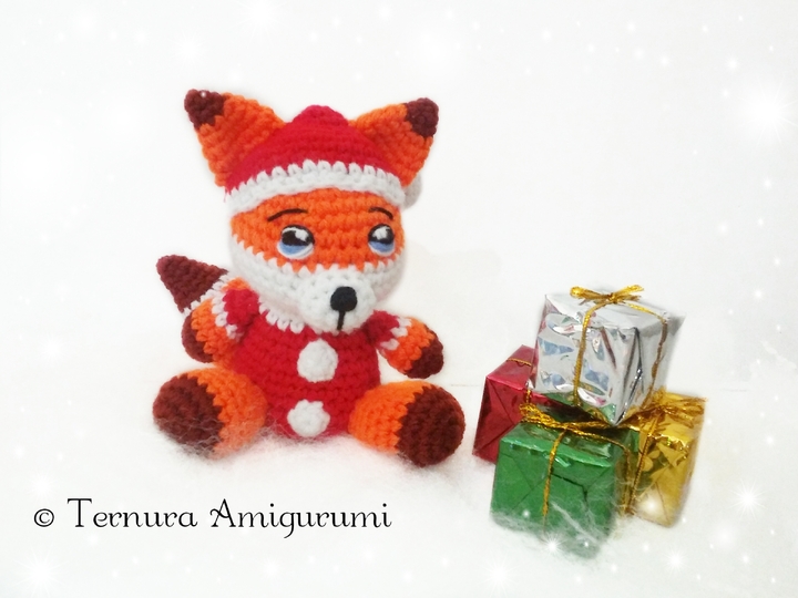 Häkelanleitung von Rocco, dem Weihnachtsfuchs 15cm PDF ternura amigurumi english- deutsch- dutch