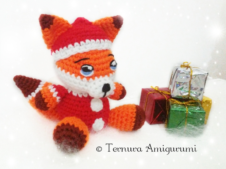Häkelanleitung von Rocco, dem Weihnachtsfuchs 15cm PDF ternura amigurumi english- deutsch- dutch