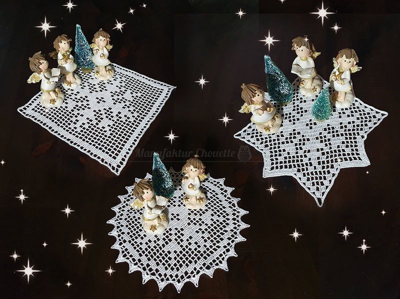 3er Set Minideckchen "Schneefall" - Winterkollektion