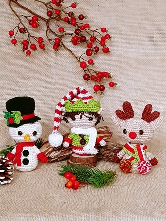 Santa’s Busy Helpers: Snowman, Christmas Elf & Reindeer – Crochet Pattern
