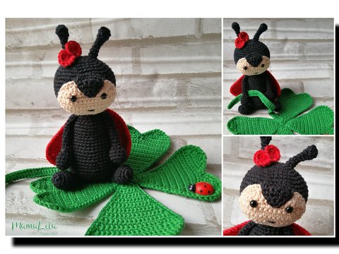 Glückskäfer mit Klee - Häkelanleitung