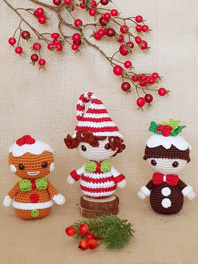 Weihnachtsleckereien: Lebkuchen, Zuckerstange &   Weihnachtspudding – Häkelanleitung